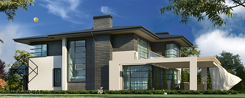 Каркасный дом - EX 150 в стиле прерий Райта